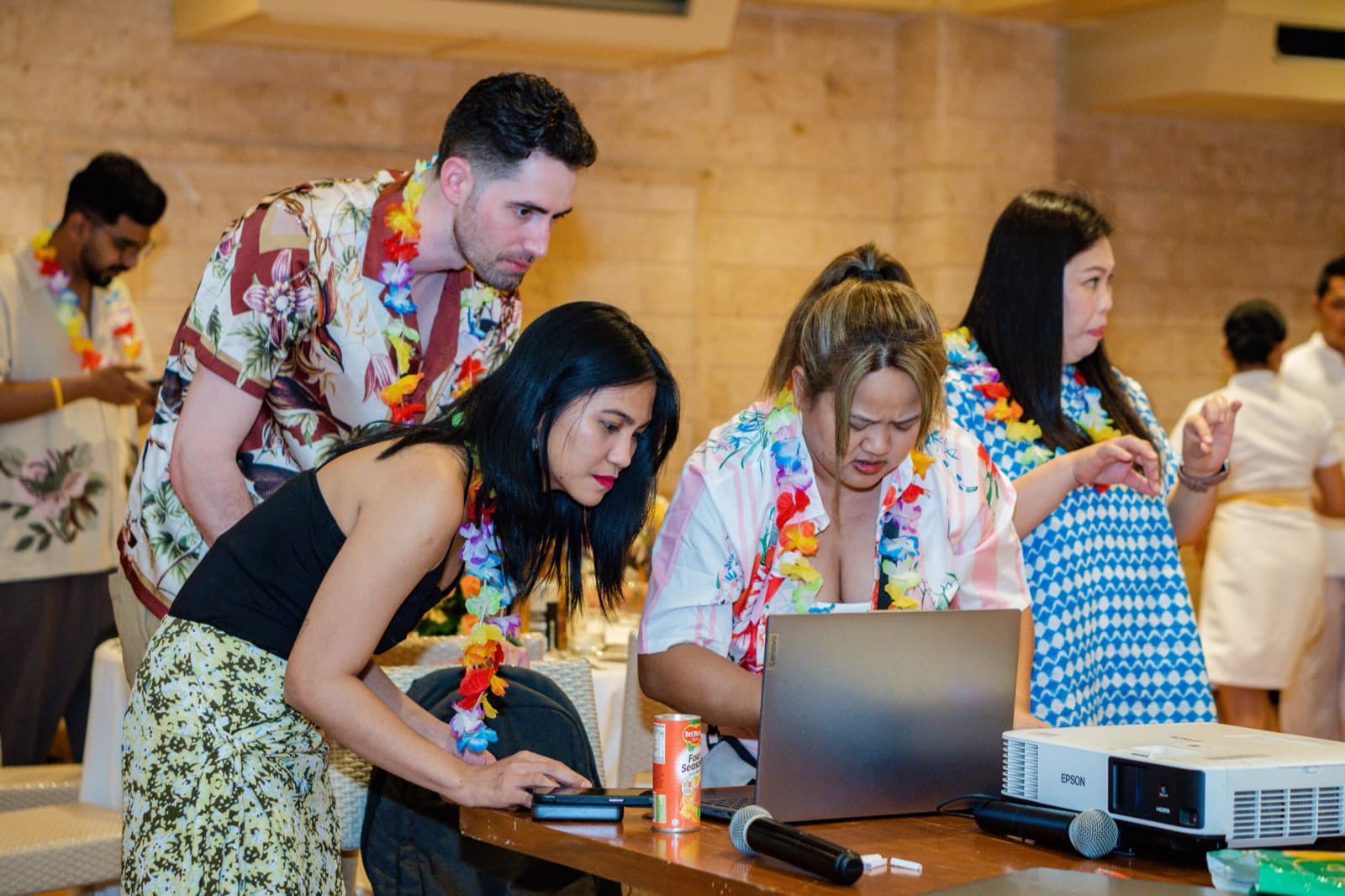 Team collaborating at retreat